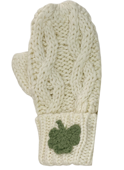 Kids' Cream Mittens with Shamrock